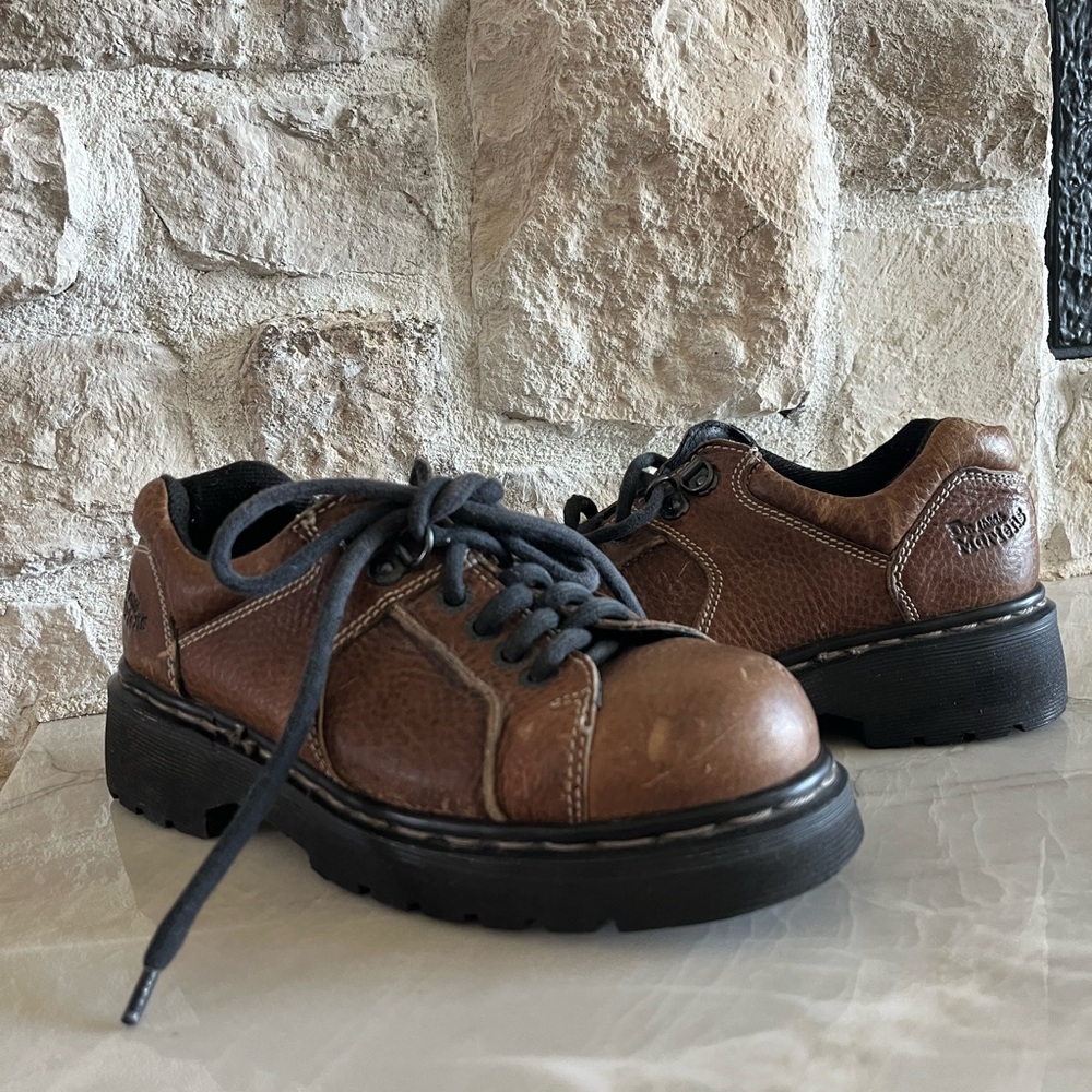 Dr martens platform rare Brown Leather vintage Shoes size 6 ,9351
